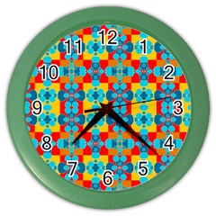 Pop Art Abstract Design Pattern Color Wall Clocks by Nexatart