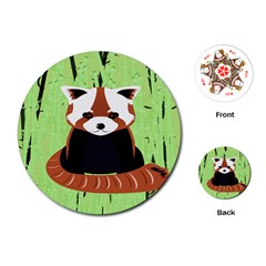 Red Panda Bamboo Firefox Animal Playing Cards (round)  by Nexatart