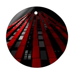 Red Building City Round Ornament (two Sides) by Nexatart