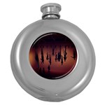 Silhouette Of Circus People Round Hip Flask (5 oz) Front