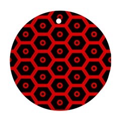 Red Bee Hive Texture Ornament (round)