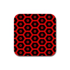 Red Bee Hive Texture Rubber Square Coaster (4 Pack)  by Nexatart