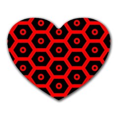 Red Bee Hive Texture Heart Mousepads by Nexatart