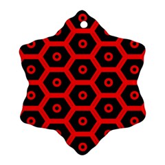 Red Bee Hive Texture Ornament (snowflake) by Nexatart