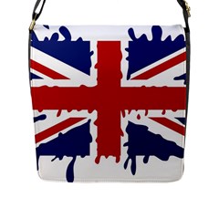 Uk Splat Flag Flap Messenger Bag (l)  by Nexatart