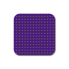 Beach Blue High Quality Seamless Pattern Purple Red Yrllow Flower Floral Rubber Square Coaster (4 pack) 