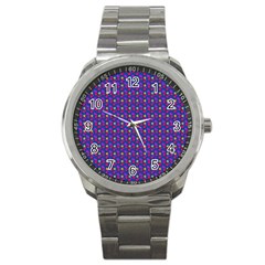 Beach Blue High Quality Seamless Pattern Purple Red Yrllow Flower Floral Sport Metal Watch