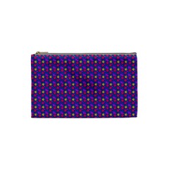 Beach Blue High Quality Seamless Pattern Purple Red Yrllow Flower Floral Cosmetic Bag (Small) 