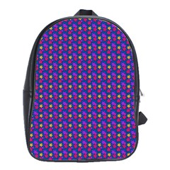 Beach Blue High Quality Seamless Pattern Purple Red Yrllow Flower Floral School Bags(Large) 