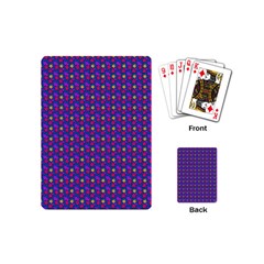 Beach Blue High Quality Seamless Pattern Purple Red Yrllow Flower Floral Playing Cards (Mini) 