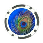 Blue Peacock Feather Poker Chip Card Guard Front