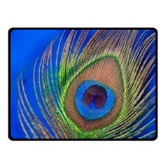Blue Peacock Feather Fleece Blanket (small) by Amaryn4rt