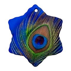 Blue Peacock Feather Ornament (snowflake) by Amaryn4rt