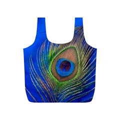 Blue Peacock Feather Full Print Recycle Bags (s)  by Amaryn4rt