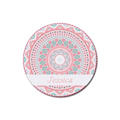 Pattern Tribal Blue Pink Drink Coaster (round)