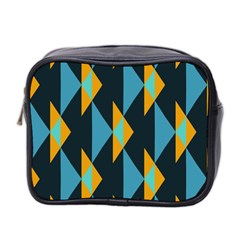 Yellow Blue Triangles Pattern                                                        Mini Toiletries Bag (two Sides) by LalyLauraFLM