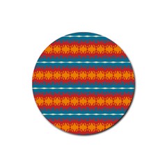 Shapes Rows                                                          			rubber Round Coaster (4 Pack) by LalyLauraFLM