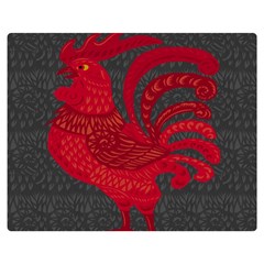 Red Fire Chicken Year Double Sided Flano Blanket (medium)  by Valentinaart