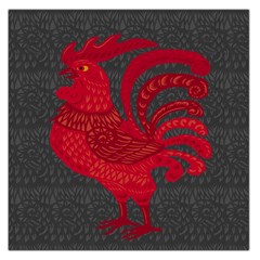 Red Fire Chicken Year Large Satin Scarf (square) by Valentinaart
