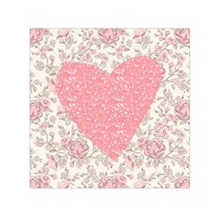 Cute Pink Heart Small Satin Scarf (square) by Brittlevirginclothing