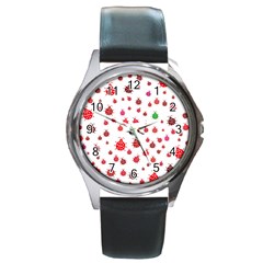 Beetle Animals Red Green Fly Round Metal Watch by Amaryn4rt