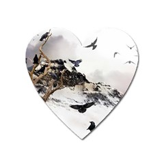 Birds Crows Black Ravens Wing Heart Magnet by Amaryn4rt