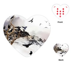 Birds Crows Black Ravens Wing Playing Cards (heart)  by Amaryn4rt