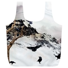 Birds Crows Black Ravens Wing Full Print Recycle Bags (l)  by Amaryn4rt