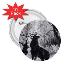 Stag Deer Forest Winter Christmas 2 25  Buttons (10 Pack)  by Amaryn4rt