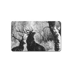 Stag Deer Forest Winter Christmas Magnet (name Card) by Amaryn4rt