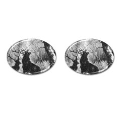 Stag Deer Forest Winter Christmas Cufflinks (oval) by Amaryn4rt