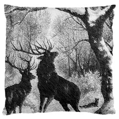 Stag Deer Forest Winter Christmas Large Flano Cushion Case (one Side) by Amaryn4rt