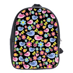 Spring Pattern - Black School Bags(large)  by Valentinaart