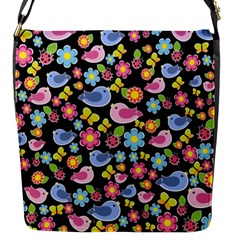 Spring Pattern - Black Flap Messenger Bag (s) by Valentinaart