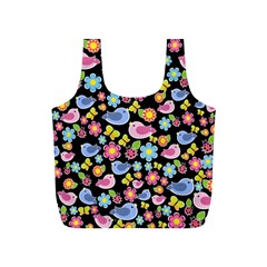 Spring Pattern - Black Full Print Recycle Bags (s)  by Valentinaart