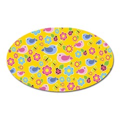 Spring Pattern - Yellow Oval Magnet by Valentinaart