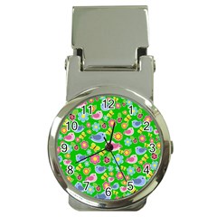 Spring Pattern - Green Money Clip Watches by Valentinaart