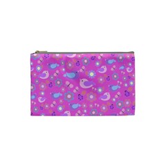 Spring Pattern - Pink Cosmetic Bag (small)  by Valentinaart