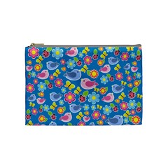 Spring Pattern - Blue Cosmetic Bag (medium)  by Valentinaart