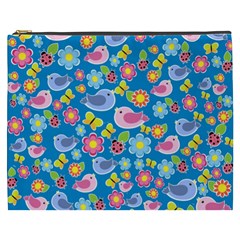 Spring Pattern - Blue Cosmetic Bag (xxxl)  by Valentinaart