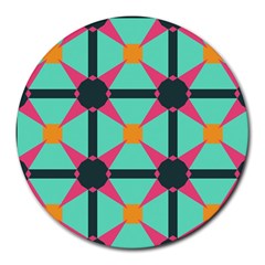 Pink Stars Pattern                                                          			round Mousepad by LalyLauraFLM