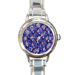 Australian Flag Urban Grunge Pattern Round Italian Charm Watch by dflcprints