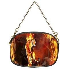 Fire Tiger Lion Animals Wild Orange Yellow Chain Purses (Two Sides) 