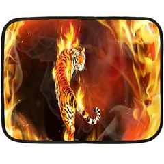 Fire Tiger Lion Animals Wild Orange Yellow Fleece Blanket (Mini)