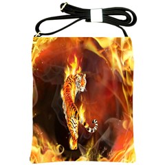 Fire Tiger Lion Animals Wild Orange Yellow Shoulder Sling Bags