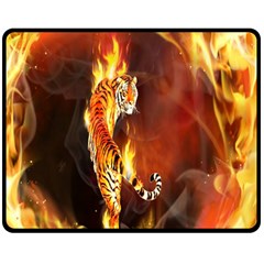 Fire Tiger Lion Animals Wild Orange Yellow Fleece Blanket (Medium) 