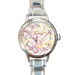 Love Heart Valentine Rainbow Color Purple Pink Yellow Green Round Italian Charm Watch