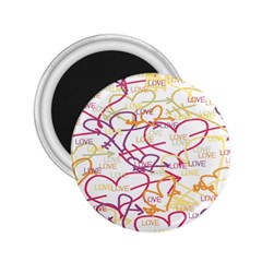 Love Heart Valentine Rainbow Color Purple Pink Yellow Green 2.25  Magnets