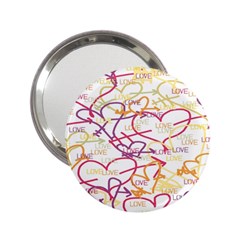 Love Heart Valentine Rainbow Color Purple Pink Yellow Green 2.25  Handbag Mirrors