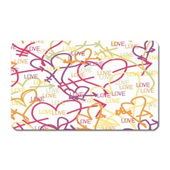 Love Heart Valentine Rainbow Color Purple Pink Yellow Green Magnet (Rectangular)